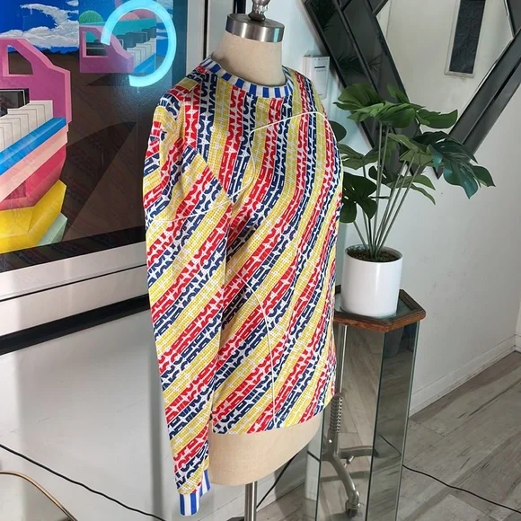 Opening ceremony long sleeve RBY Red Blue Yellow striped shirt - Picture 4 of 12